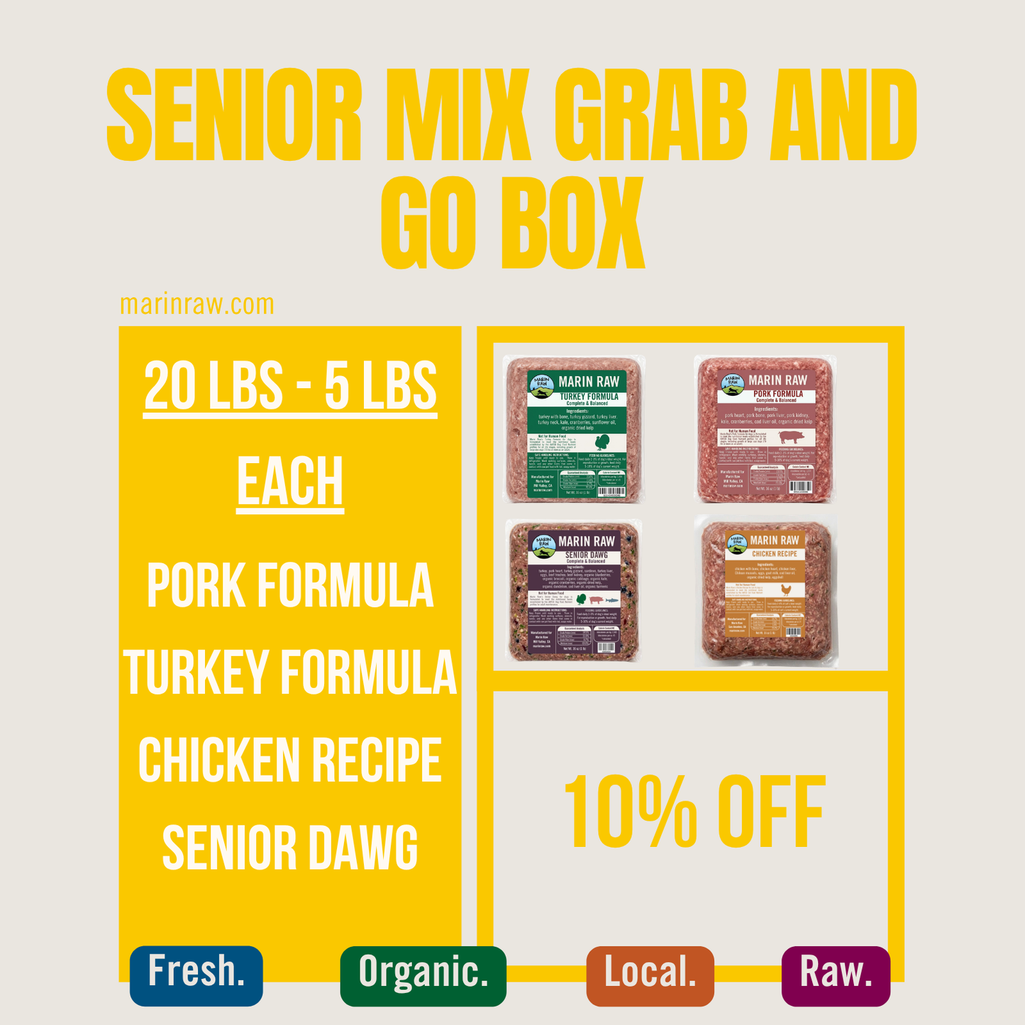 Grab & Go | 20 lb | Senior Mix | Organic Variety Box