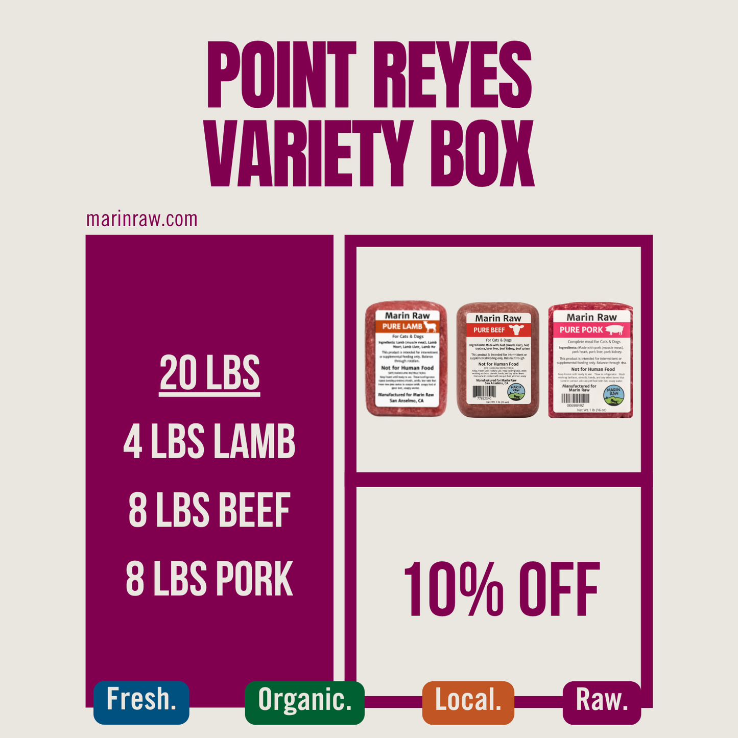 Grab & Go | 20 lb | Point Reyes | Boneless Variety Box