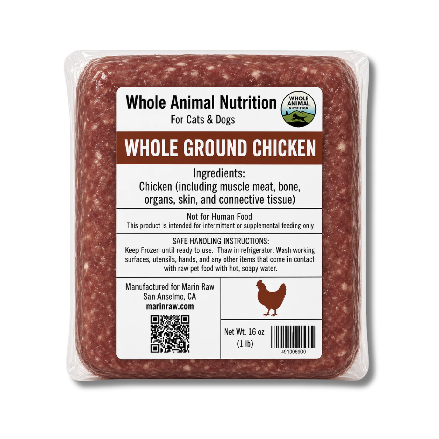 Organic Whole Ground Chicken Raw Cat & Dog Food