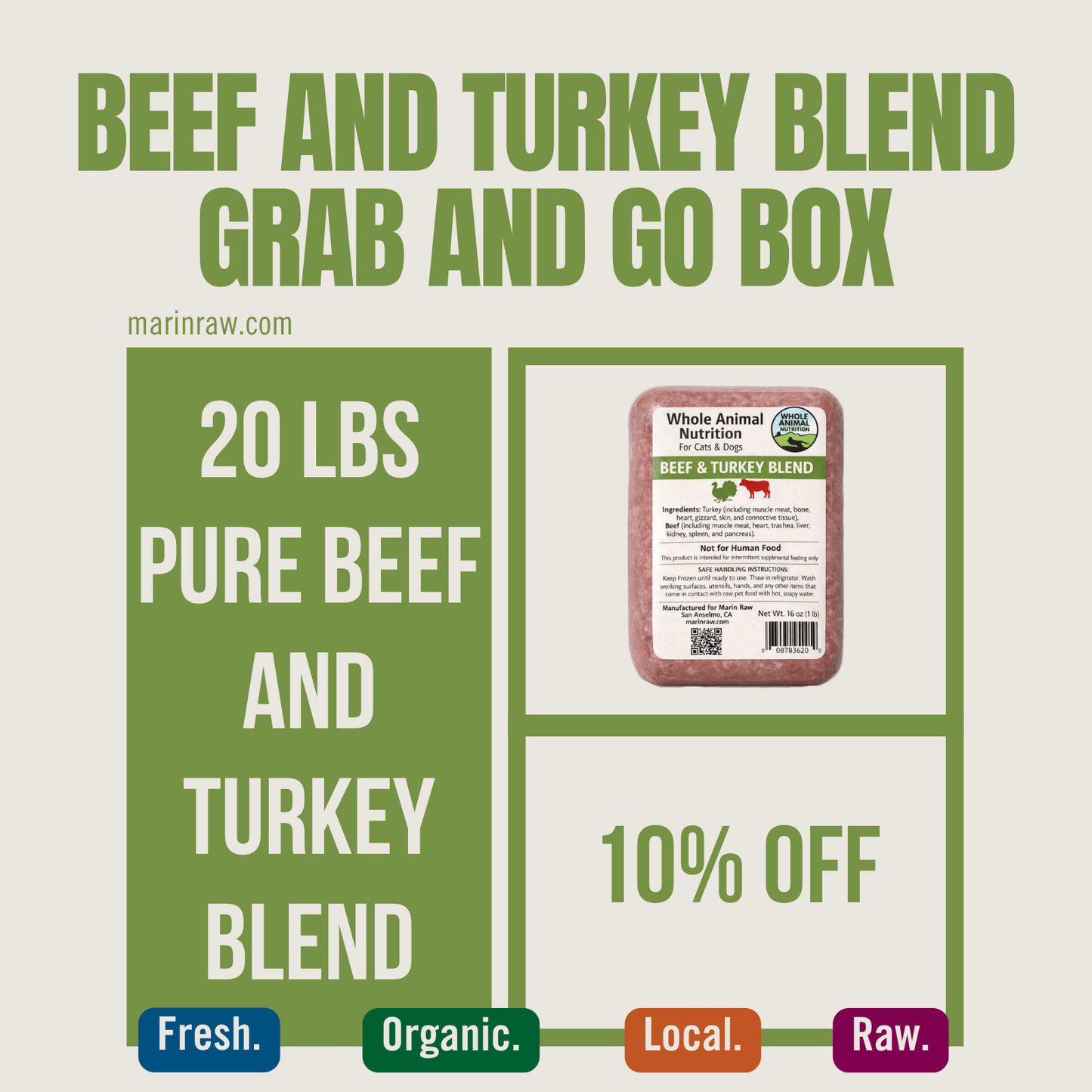 Grab & Go | 20 lb | Coastal Trail | Beef & Turkey Blend