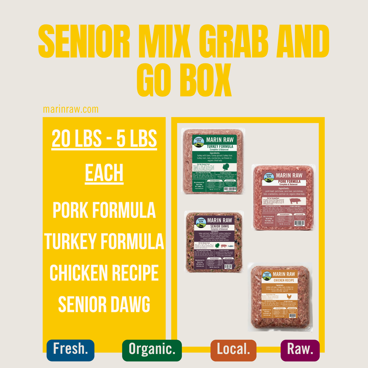 Grab & Go | 20 lb | Senior Mix | Organic Variety Box