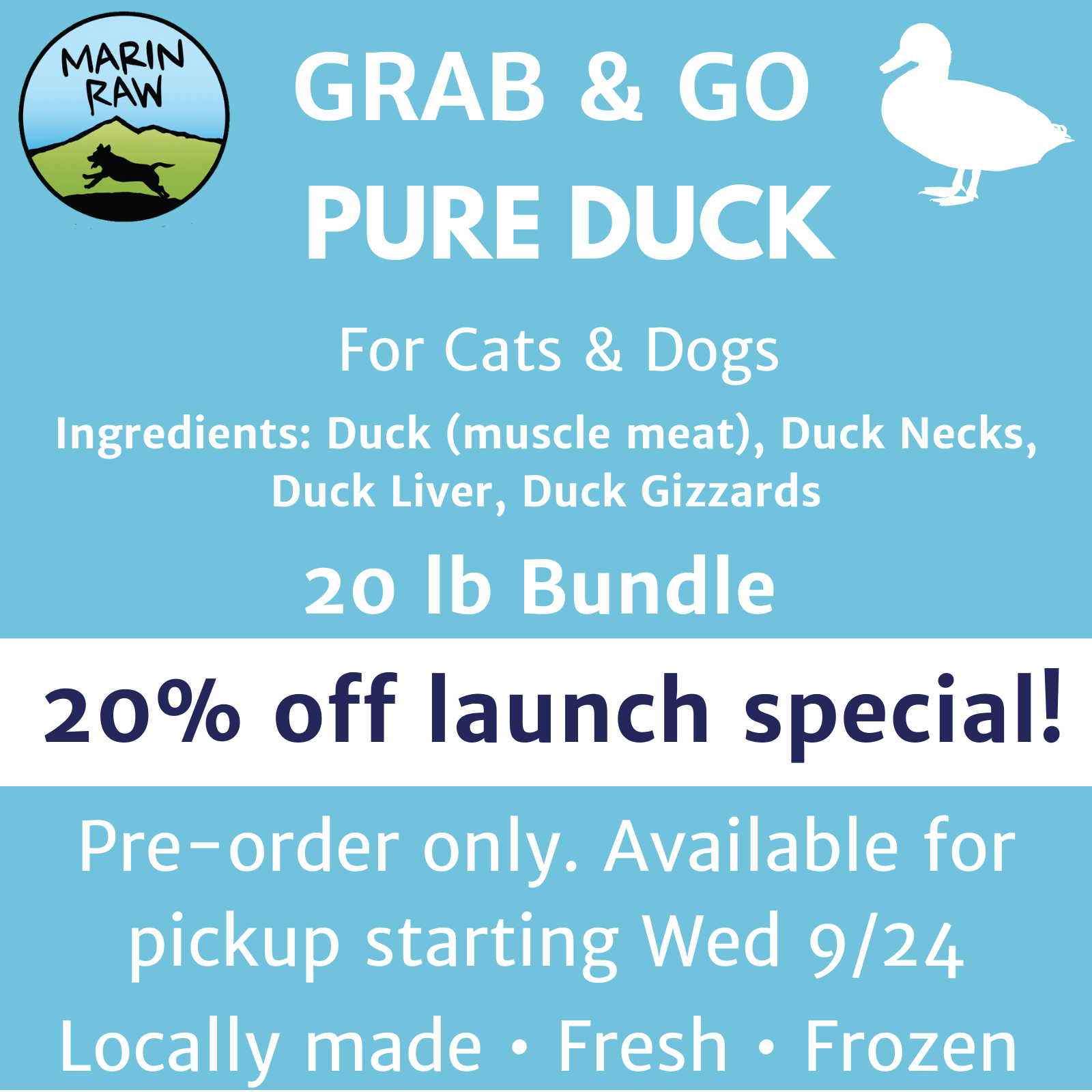 20 lb Bundle | Marin Raw Pure Duck