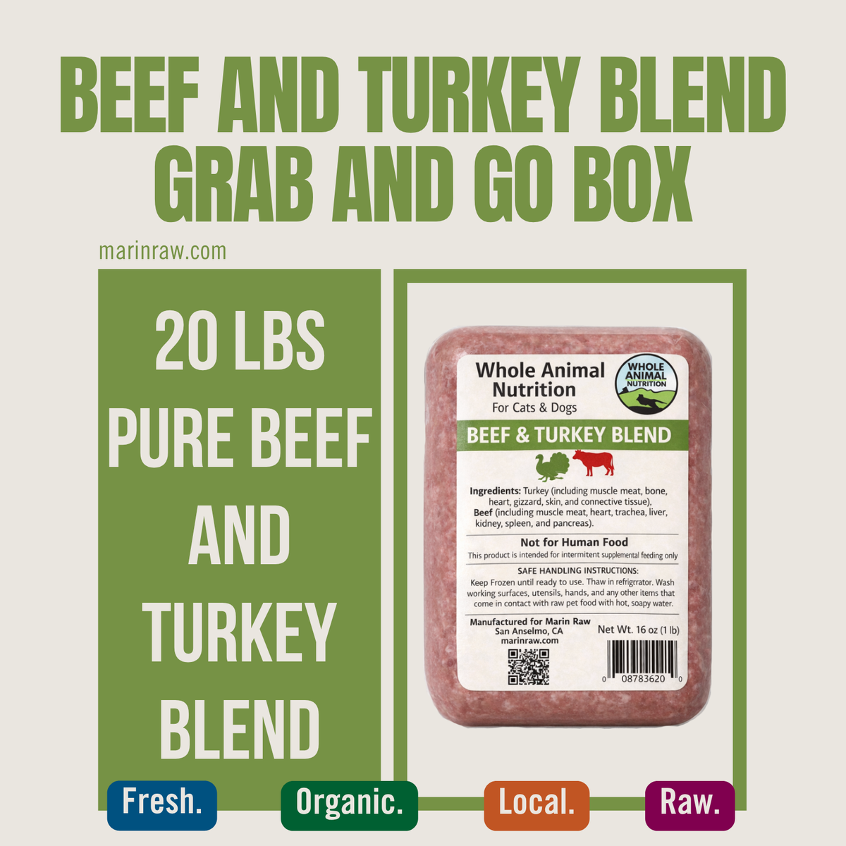 Grab & Go | 20 lb | Coastal Trail | Beef & Turkey Blend