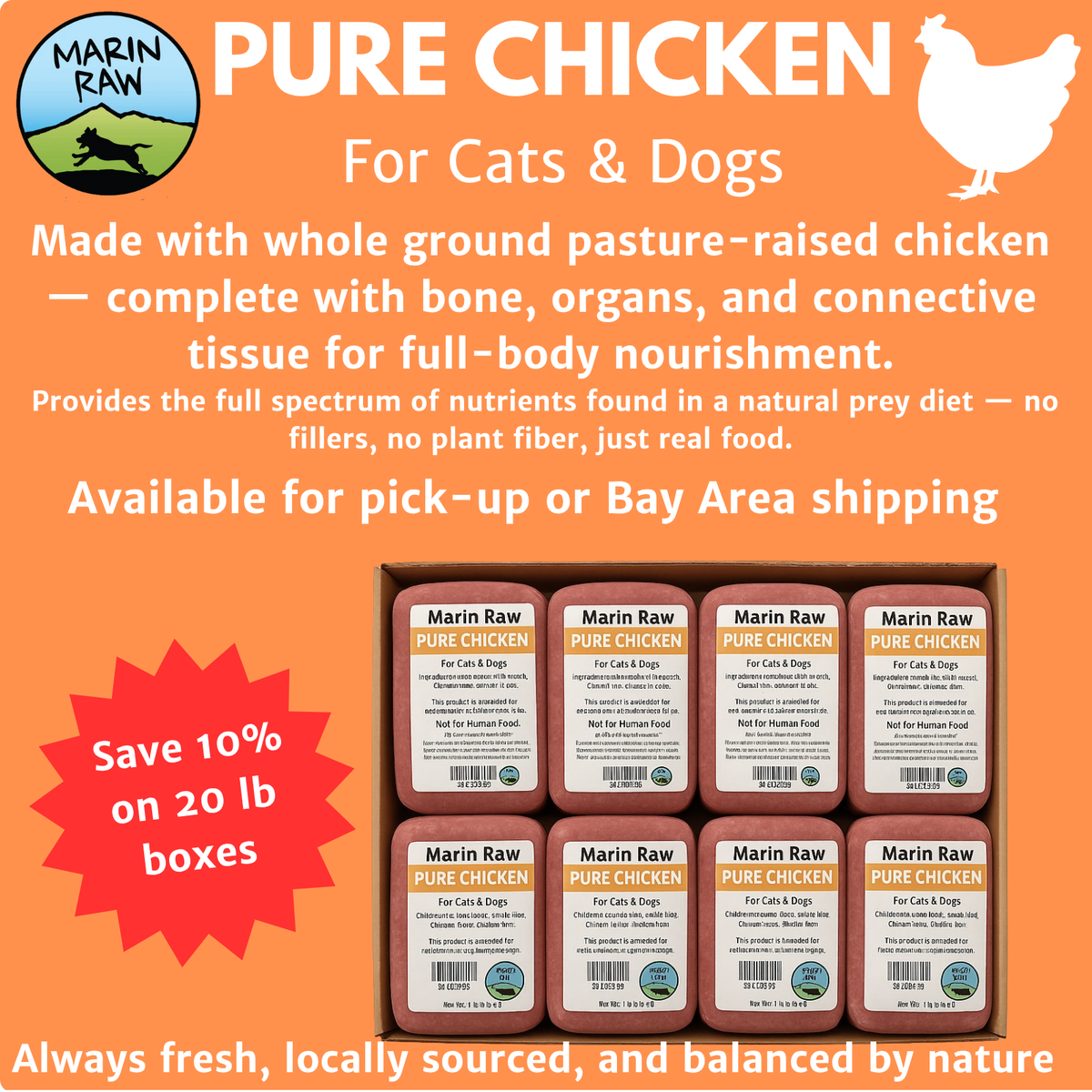 Grab &amp; Go Organic Whole Ground Chicken | 20 lbs