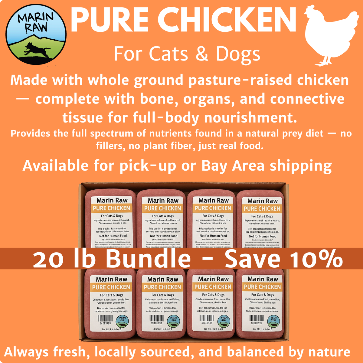 Grab &amp; Go Organic Whole Ground Chicken | 20 lbs