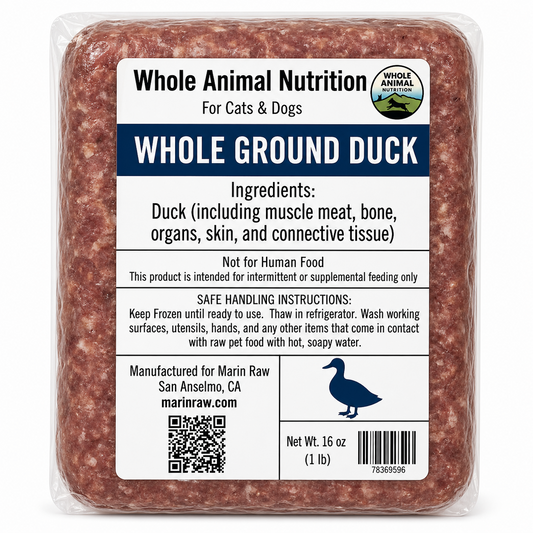 Organic Whole Ground Duck Raw Cat & Dog Food