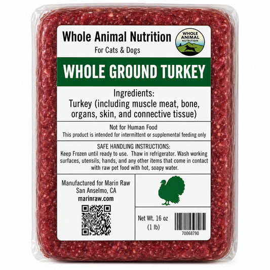 Organic Whole Ground Turkey Raw Cat & Dog Food