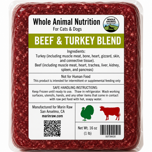 Organic Turkey & Grass-Fed Beef Blend Raw Cat & Dog Food