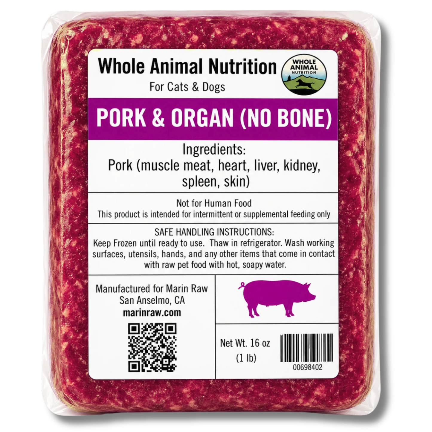 Pork | Pasture Raised w/ organs (no bone)