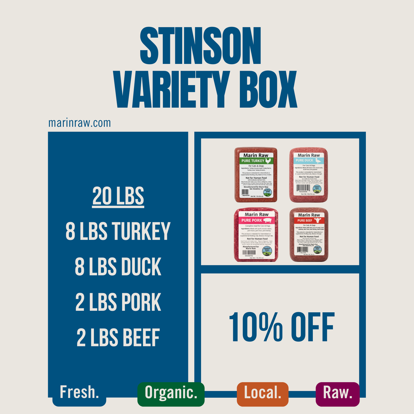 Stinson Variety Box – 20 lb Raw Cat & Dog Food Bundle | Four Proteins