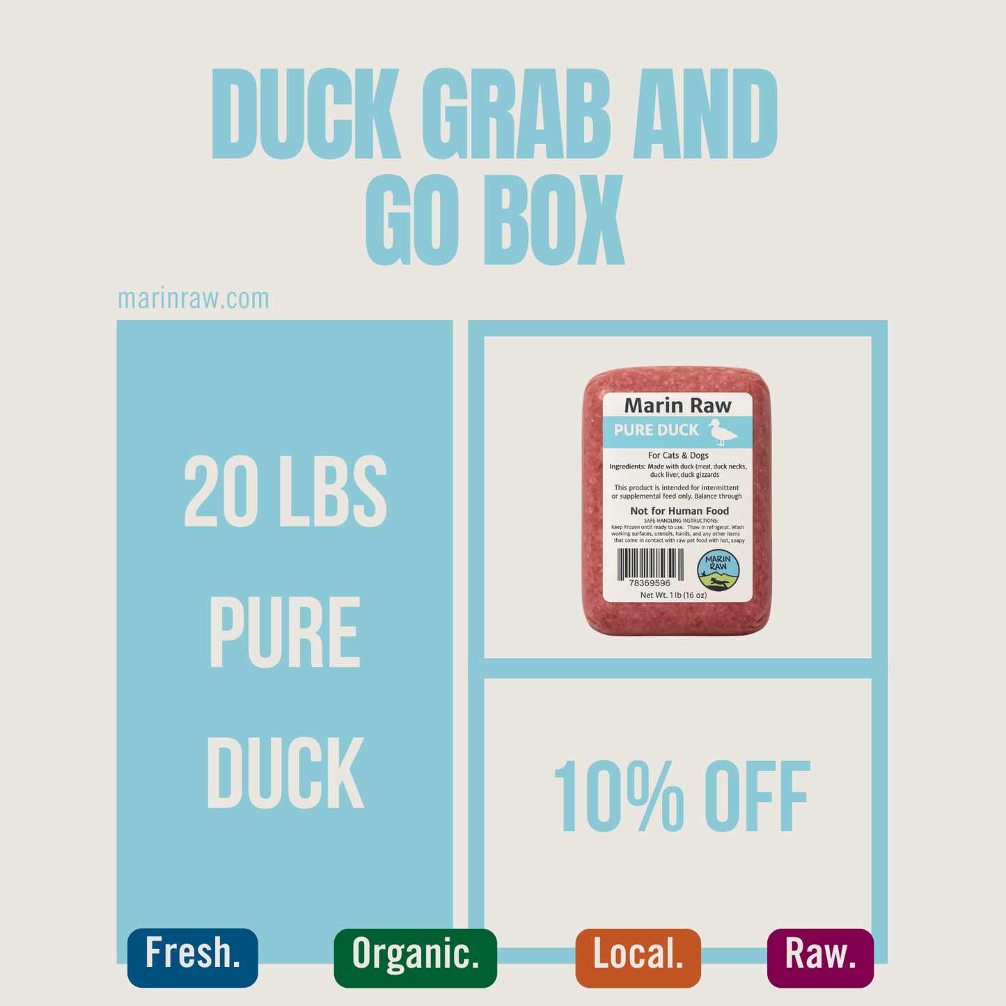 Grab & Go | 20 lb | Coastal Trail | Whole Ground Duck
