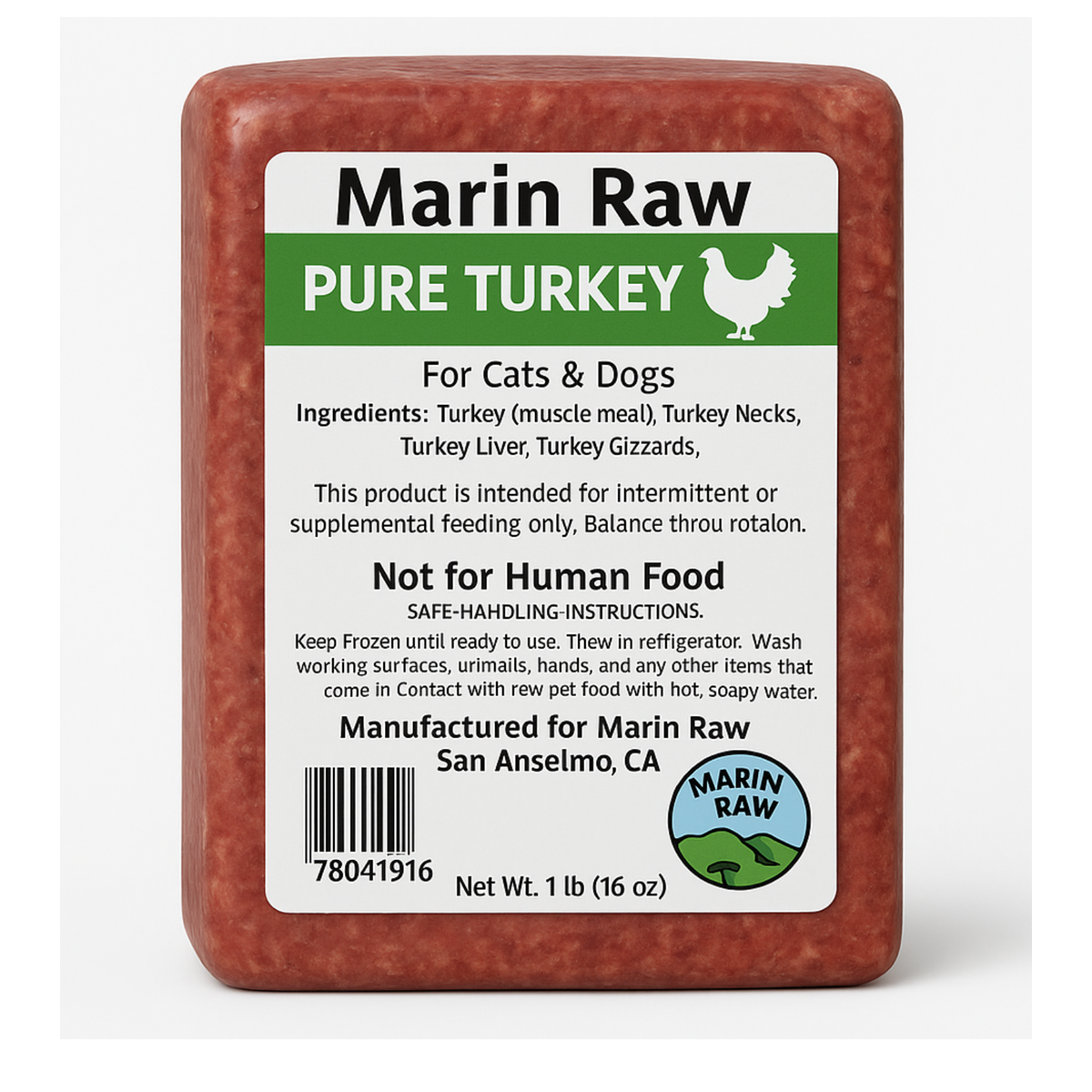 Marin Raw Whole Ground Organic Turkey - Balanced by Nature